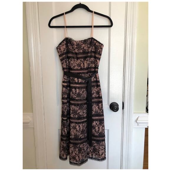 BCBGMaxAzria Dresses & Skirts - BCBGMaxAzria Black and Nude Lace Midi Dress